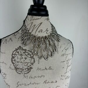 Vintage Silver-Tone Layered Petal Statement Necklace - Women Jewelry